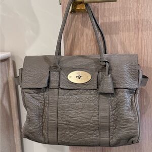 Mulberry Bayswater Sachel -Pebbled Taupe Croc Napa with Suede Lining